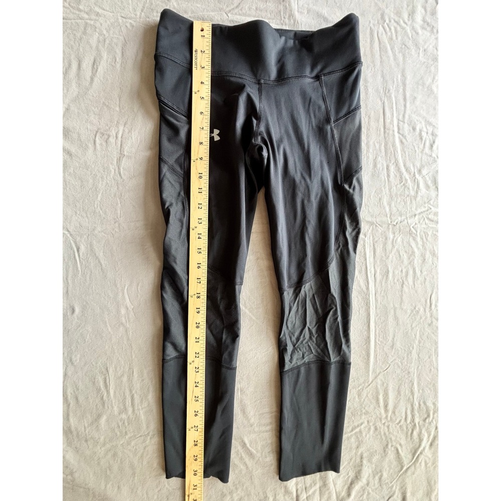 Under Armour HeatGear Compression Leggings Black Mesh Pockets Medium Womens - Picture 4 of 5